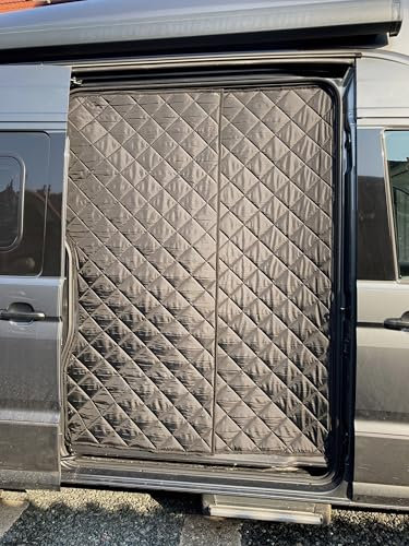 ISOCAMP® Thermo-Seitenvorhang kompatibel mit VW Crafter/Man TGE ab 2017 Kälteschutz Magnet-Thermomatten, Farbe:grau/schwarz