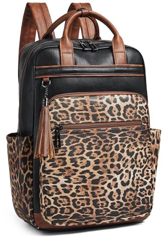 Shrrie Sac à dos ordinateur portable femme 15,6 pouces en cuir | Sac de voyage imperméable antivol à multiples poches,compartiment dédié ordinateur,adapté pour travail,affaires,université
