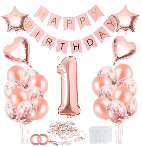 Luftballon 1. Geburtstag Zahl 1, Geburtstagsdeko, Riesen Folienballon, 32 Zoll Helium Ballons Geburtstagsdeko, Happy Birthday Folienballon Kinder Mädchen Junge