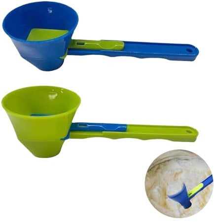 AYNKH 2 cucharas de embudo, cuchara medidora 2 en 1 de mango más largo con base deslizante, cuchara de polvo, medición precisa para adultos, niños, cocina, leche, café, proteína en polvo