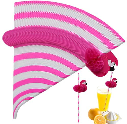 WUSJCOF Flamingo Deko Papierstrohhalme Für Geburtstagsfeiern, Party Strohhalme Kinder, 50 Stück