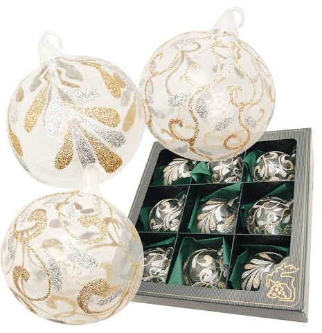 Krebs Glas Lauscha - Weihnachtsdekoration/Christbaumschmuck aus Glas - Christbaumkugeln mit Öse - Farbe: Gold, Silber - Inhalt: 9 Stück - Größe: ca. 8 cm