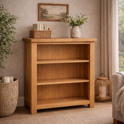 Home Furniture Group Ltd Oakcroft Small Bookcase – Rustic 2 Shelf Storage Unit – Fully Assembled Slim Design