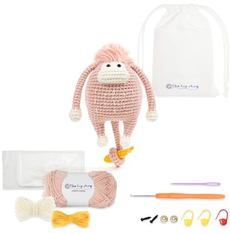 The loop story Häkelset Tiere Affe DIY Set mit Video-Kurs (Schritt für Schritt auf English) Häkelset für Anfänger & Fortgeschrittene – mit Garn, Häkelnadel & Zubehör