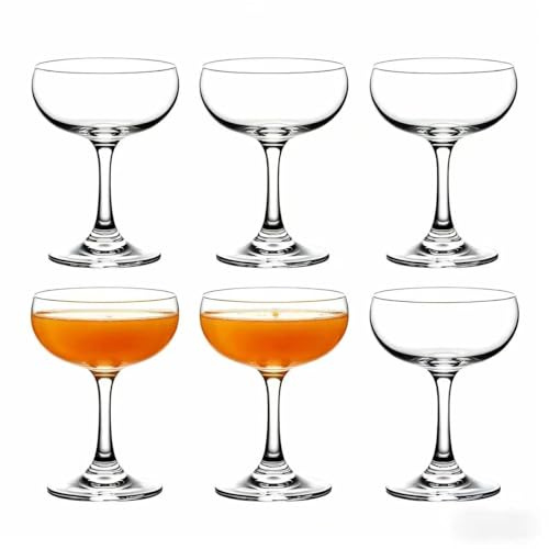 Set of 6 Elegant Italian Espresso Martini Glasses - Premium Quality Cocktail Drinkware | Perfect for Martinis, Champagnes, and Margaritas | Ideal for Home Bars and Cocktail Enthusiasts