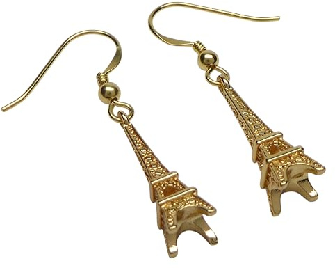 Vergoldete Eiffelturm Ohrringe – 925 Silber vergoldete Ohrhaken – Hypoallergen & hautverträglich – Paris Schmuck für Damen – Sicher für empfindliche Ohren