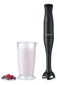 Severin Stabmixer inkl. 700ml Mix- & Messbecher, zum Pürieren und Zerkleinern, Mixstab, abnehmbarer Mixfuß, Turbotaste, 2-Klingen, rutschfester Griff, für Smoothies, Shakes, 350W, schwarz, SM 3761