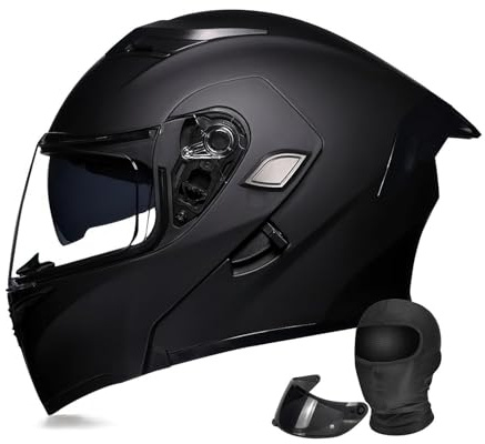 Motorradhelm for Erwachsene, Modularer Klapphelm Mit Doppelvisier for Straßen-, Touren- Und Mopedfahrer, DOT/ECE-geprüft(A,3XL(63-64CM))