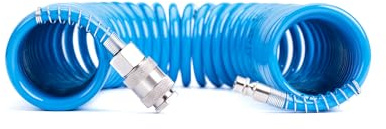 Tubo a spirale per aria compressa in PU poliuretano Ø 5,5 x 8 mm lunghezza 10 mt completo di raccordi ad attacco rapido