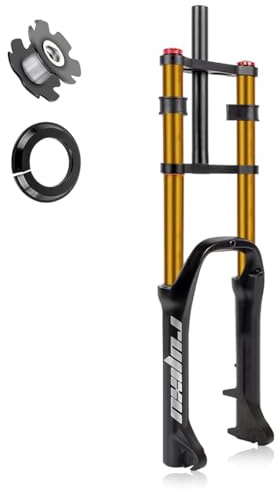 Forcella fat bike 20/26x4.0 ammortizzata 180mm Escursione Forcella Aria MTB Tubo dritto Freno a disco QR 9x135MM forcella for mountain bike Regolazione smorzamento for eBike Snow Beach(Black,26inch)