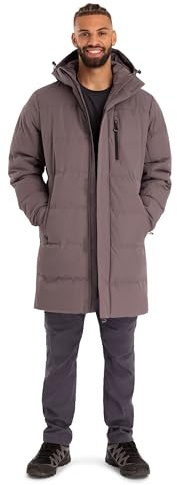 Trespass Men's Padded Jacket Clipster - Waterproof, Windproof, Longer Length, Adjustable Zip-Off Hood, 1 Zip Chest Pocket, 2 Lower Zip Pockets, Elasticated Cuffs, 1 Inner Zip Pocket Mid Grey