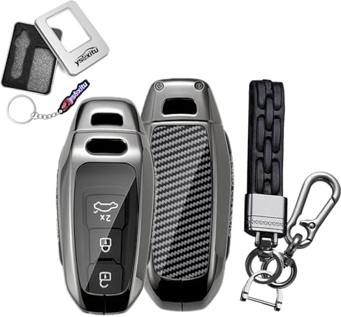 Ysbxitu Autoschlüssel Schutz Keyless Go Passt für Audi A5 Avant S5 A6 S6 Q5 SQ5 Q6 SQ6 Sportback e-tron SUV E-Hybrid 2025-UP Schlüsselbox aus Kohlefaser Textur TPU E Schwarz