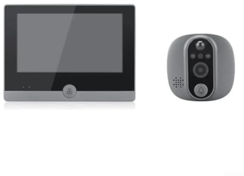 Cámara digital para puerta 1080p HD, pantalla IPS de 4,3 pulgadas, mirilla inteligente Wlan con detección de movimiento, conversación bidireccional, funciona con Alexa, gris