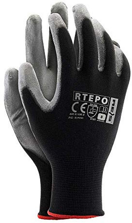 Reis Rtepo_Bs9 Schutzhandschuhe, Schwarz-Grau, 9 Größe, 12 Stück