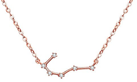 Clearine Halskette Sternzeichen 925 Sterling Silber Cubic Zirconia Sternbilder 12 Horoskop ''Krebs'' Astrologie Anhänger Kette Rosa-Gold-Ton für Damen Mädschen