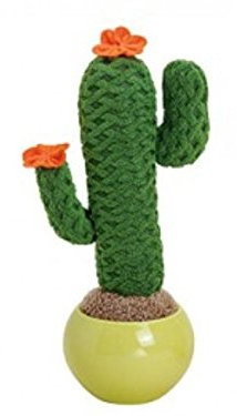 XL Kaktus aus Textil gefüttert und mit Blüten in Keramiktopf - schicke Dekoration - Höhe 28cm (Saguaro-Kaktus grüner Topf)