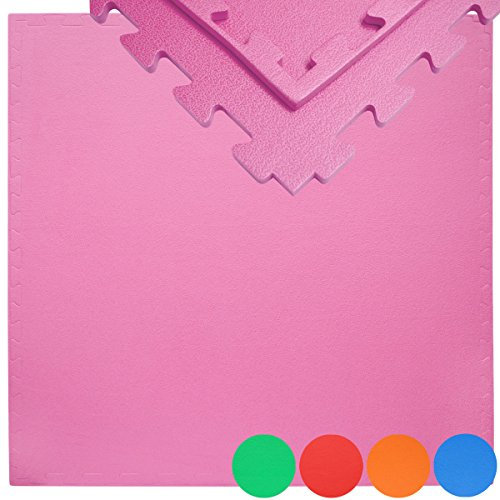 EYEPOWER Tappetino Puzzle per Sport 90x90cm incl Cornice Eva Spesso 12mm Tappeto Protezione Pavimenti Estensibile Rosa