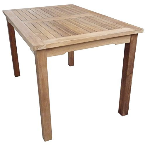 Beho Natürlich gut in Holz Tisch mit festen Beinen 120x 80x75 cm aus unbehandelten Teakholz, stabil, hochwertig langlebig Beistelltisch