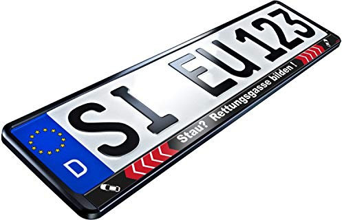 Schilderkröten Kennzeichenhalter Schwarz Rettungsgasse für 520x110mm Autokennzeichen