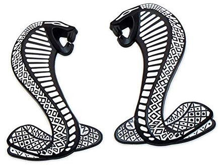 YK ZAOOER 3D Metall Shelby Cobra Snake Emblem-Abzeichen-Aufkleber Aufkleber für Ford Mustang Sport (Links & rechts) 2er Set,Black and White