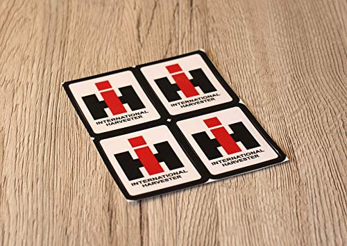 Eil Bulldog Versand IHC Aufkleber Logoaufkleber 4er Set Traktor Emblem Sticker Label Weiß Schrumpf- und Lichtecht Universal Auto, Traktor Aufkleber