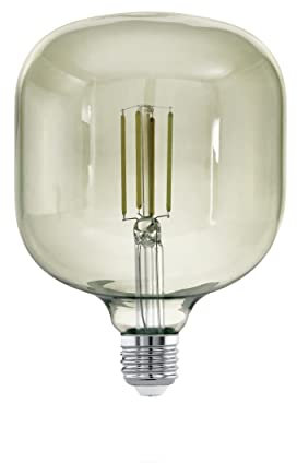 EGLO LED E27 dimmbar, Smoky Vintage Glühbirne in MID Size Ø 12,5 cm, Lampe für Retro Beleuchtung, 4 Watt (entspricht 33 Watt), 380lm, warmweiß, 3000 K, Leuchtmittel, Edison Glühlampe, T125