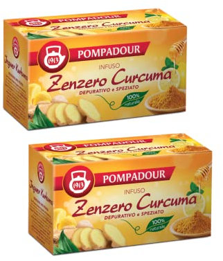 Pompadour 1913 | Infuso Zenzero e Curcuma Depurativo e Speziato 100% Naturale - 2 x 20 Bustine di Tè (72 Gr)