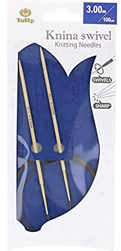 Tulip KS-1000300 Stricknadeln, Bamboo, Beige, 100 cm x 3 mm