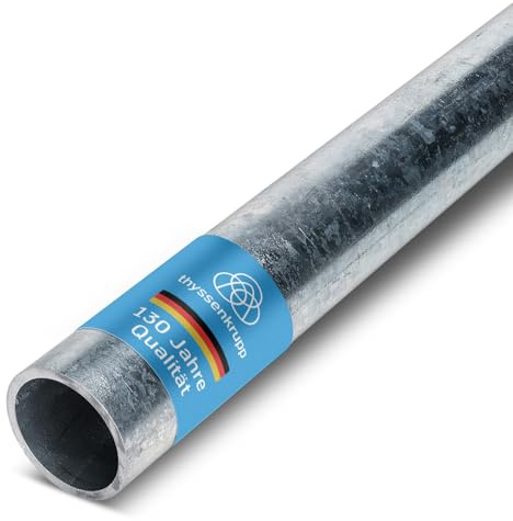 thyssenkrupp Stahlrohr verzinkt Ø 26,9 x 2,6 mm (3/4) in 1500 mm Länge | Rundrohr Stahl | Konstruktionsrohr