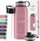 Stainless Steel Water Bottle with Straw & 3 Lids: 1 & 0,5L Leak-Proof BPA-Free Vacuum Insulated ACTIVE FLASK Drinking Bottles Hot Cold: Double Walled Outdoor Drink Thermo Mug Tea Coffee Sport Gym Bike