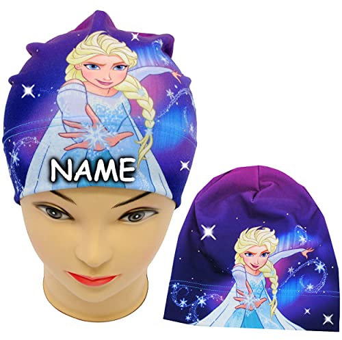alles-meine.de GmbH Mütze/Jerseymütze - Frozen - die Eiskönigin mit Strass Steinen - Größe 51/53 - Circa 5 bis 8 Jahre - incl. Name - Beanie - UV Protection - universal..