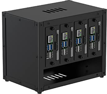 UCTRONICS Upgraded Complete Enclosure for Raspberry Pi Cluster, with 4 Removable Mounting Brackets for Pi 5, 4B, 3B+/3B, and Other B Model and 2 Cooling Fans, Support 4 2.5 SSD and Switch