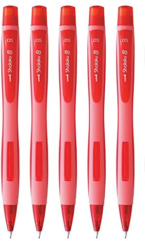 Uni ball Shalaku M5-228 0.5 mm Mechanical Pencil Assorted colours PACK OF 5 (RED)
