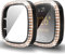 Miimall Kompatibel mit Fitbit Versa 3 / Fitbit Sense Hülle mit Glas Displayschutz, Glitzer Strass Ultradünner PC Schutzrahmen Kratzfest Schutzhülle für Fitbit Sense/Versa 3 - Schwarz/Roségold