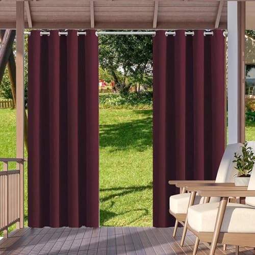 HUAXIQUE Tenda da esterno per giardino Opache Tenda da Sole Con Anelli Anti-UV Protezione Solare Completa Tende per Balcone Terrazzo e Pergola Bordeaux L254XA244cm