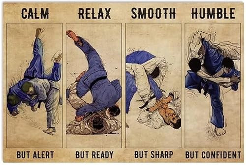 Blechschild Vintage Wandposter Judo Ruhe aber Alarm Poster – Geschenke für Freunde, Familie, Lehrer, Vintage-Blechschild, Landhaus-Barschild, Küche, Wand, Zuhause, Garten, Dekoration, Kunstschilder,