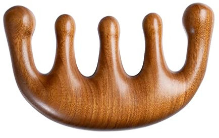 Massagekamm aus Holz mit breitem Zahn, Kopfhautmassagegerät, runder Zahnkamm, Gua Sha Manuelle Lymphdrainage-Massagewerkzeug, Ermüdungslinderung Akupunkt-Massagegerät