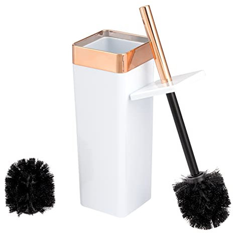 bremermann Savona Toilet Brush Holder Square White Rose Gold