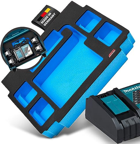 APTEX Schaumeinlage passend für Makita Ladegerät DC18RC + 4x Akkus für MakPac Gr. 2-3