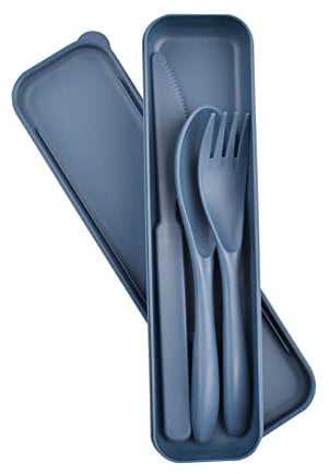 Cuayaes Couvert Plastique Reutilisable avec étui, Couvert Camping Portable Couvert de Voyage, Ensemble de Couverts Pique Nique pour Lunch Box, école ou Usage Quotidien