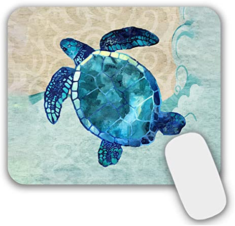 AOKSUNOVA Petit Tapis de Souris Motif Tortue de mer Bleu 24 x 20 x 0,3 cm