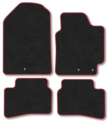 Fits Kia Rio (2017+) Carpet Car Mats | Red Edge Trim Tailored Fit Floor Mats Full Coverage Protection Accessories Easy Clean Anti Slip Made in the UK