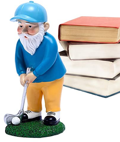 fanelod Zwerge Dekorationen für Hof, Golf spielende Gartenzwerg-Statue, Figur aus Harz, Gartenzwerg-Statuen, Außendekoration für Terrasse, Hof, Rasen, Veranda, Dekoration