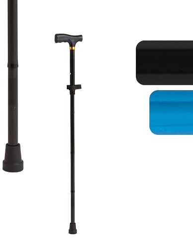 Medline T-Handle Folding Walking Cane for Seniors & Adults is Portable and Lightweight for Balance, Knee Injuries, Mobility & Leg Surgery Recovery, 250 lb Capacity