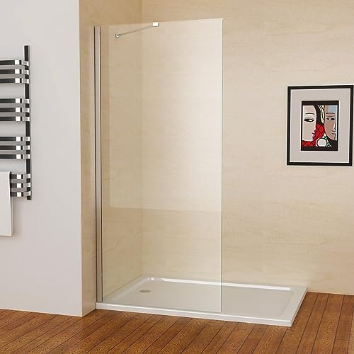 MEESALISA Duschwand für Dusche 80 x 195 cm, 6mm ESG NANO klares Glas Duschwand mit Haltestange, Walk in Duschabtrennung Duschtrennwand für Bad, WC, Badezimmer