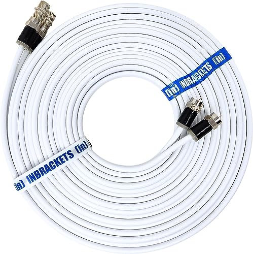 Twin Satellite Shotgun Coax Cable Extension Kit with Pre Fitted Professional Compression F Connectors for Sky Q | Sky HD | Sky+ | Freesat | By Inbrackets (8 Metre, White)