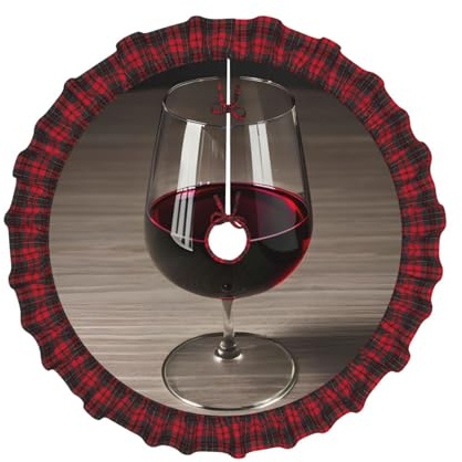 Wine Bottle Glass Dazzling Christmas Tree Skirt - Elegant, Large, Durable Decorative Mat - Xmas Tree Accessory in Traditional
