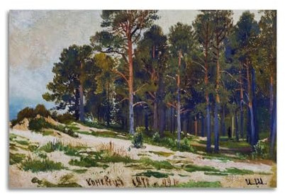 ADovz Ivan Shishkin Poster mit Kiefernwald (1872), Wandkunst, Geschenke, Schlafzimmer, Heimdekoration, hängendes Bild, Leinwand, Gemälde, 30 x 45 cm