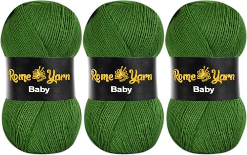 Baby Wolle (#3 DK) Leichtes Kammgarn Babygarn, Strickgarn Baby Best uni Babywolle, Antipilling Strickwolle Häkelwolle Acrylgarn zum Stricken und Häkeln (3 Knäuel, 1391 Grün)