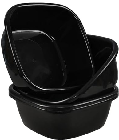 Parlynies 4-Pack 33.5cm Square Kitchen Washing Up Bowl Basin, Plastic Dish Tub Kitchen Sink Wash Bowl, 10 Litre